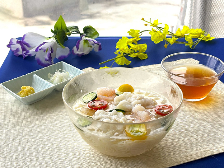 鱧と海老のくず打ち素麺