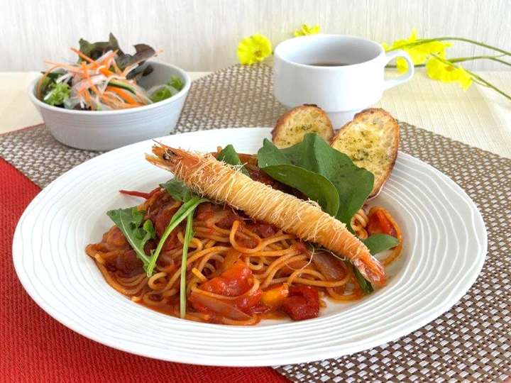 海老カダイフとトマトパスタ